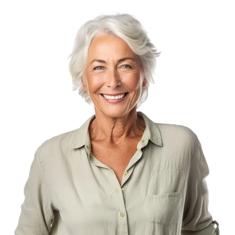 smiling senior woman wearing casual clothing Isolated on white background