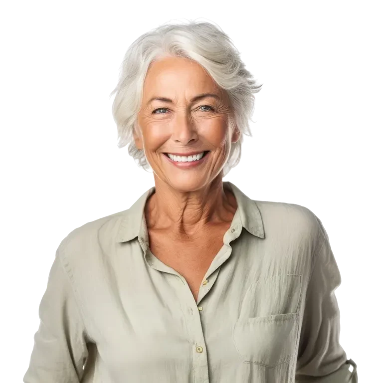 smiling senior woman wearing casual clothing Isolated on white background